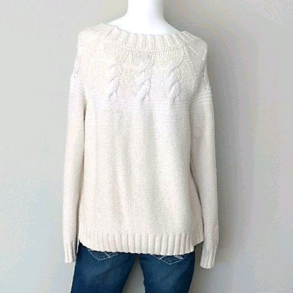 Aries Cream Color Cable knit Crew Neck Sweater. Sz Medium - Picture 6 of 7